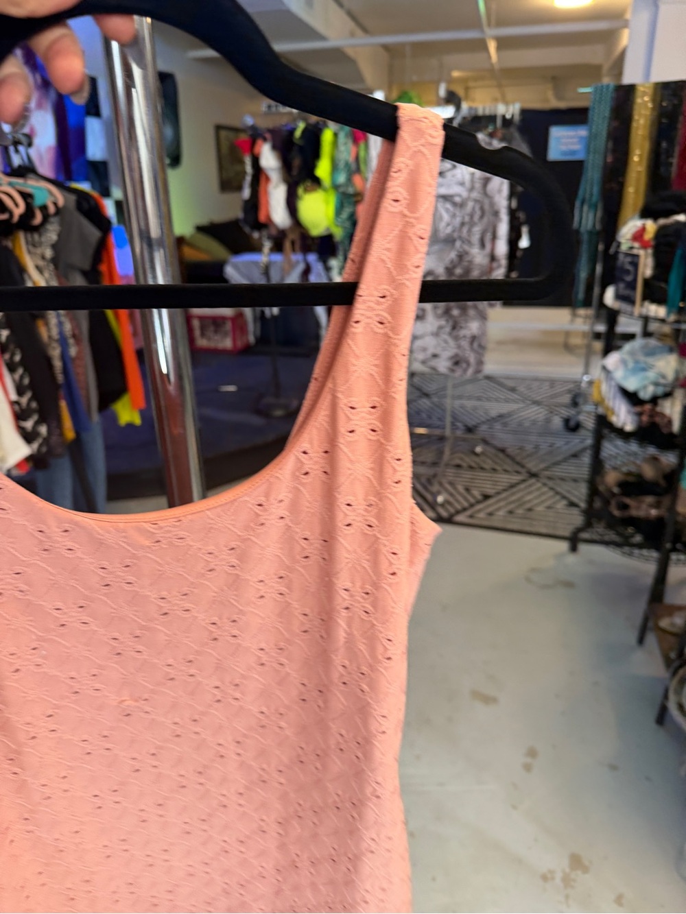Women's Pink Eyelet Tank Dress - Picture 5 of 7